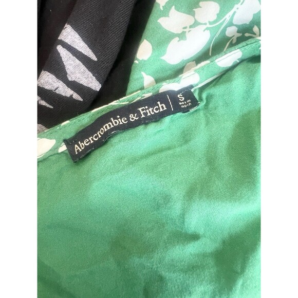 Abercrombie Fitch Mini Wrap Dress Short Sleeve Ruffle Hem S Green White Floral - Picture 9 of 9